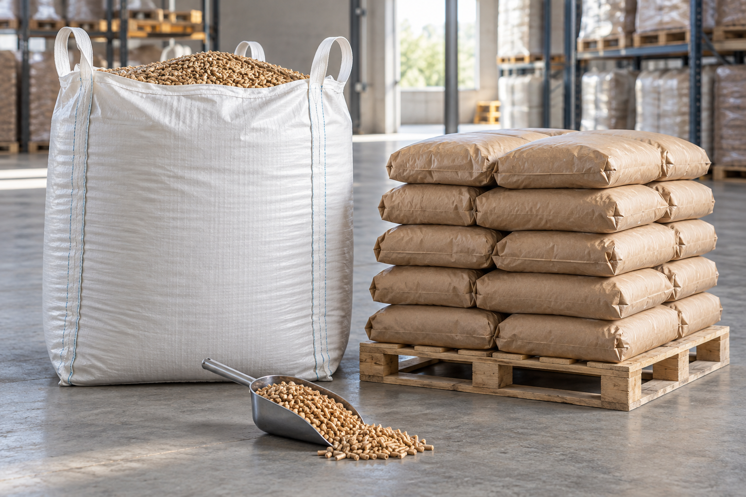 Wood Pellet Packaging for European Buyers: Big Bags vs 10–15 kg Bags